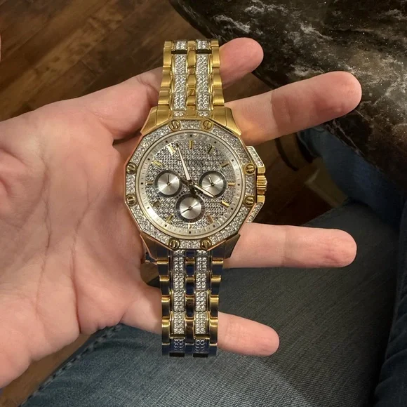 Bulova Gold Tone Crystal Men's Chronograph Watch - Picture 9 of 11